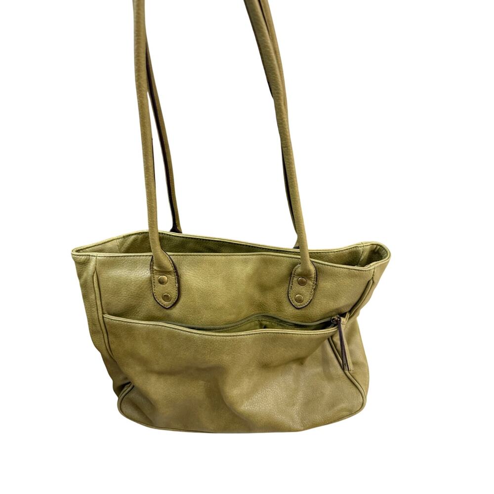 Handbag By Bueno, Size: Medium olive green cellophane case vintage